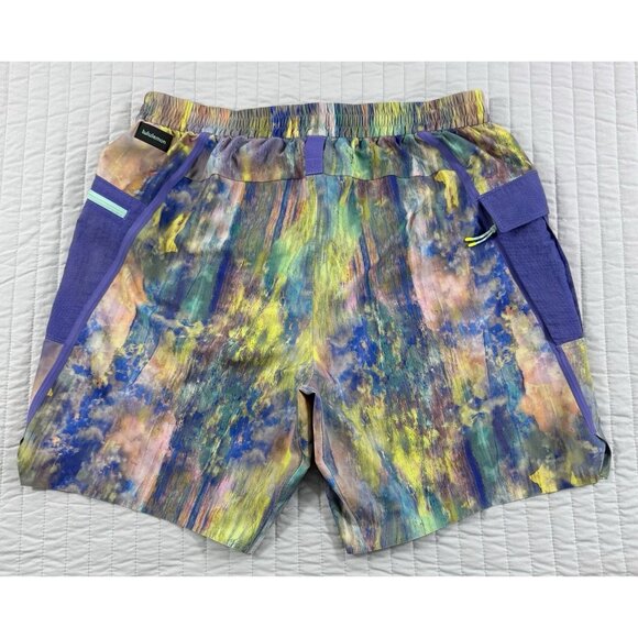 Lululemon Mens Water Repellent Hiking Athletic Shorts 8” Sz Large Tie Dye Cargo - Picture 2 of 12